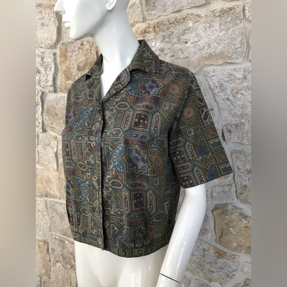 Vintage 1950s 1960s Mojud Short Sleeve Blouse Tiki Vibe - Picture 10 of 16